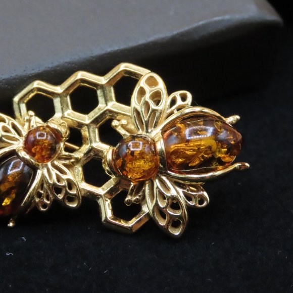 Amber Bumblebee and Honeycomb Pin in 18kt Gold Over Sterling by Ross and Simons - Picture 8 of 16